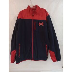 Genuine Stuff Mississippi M Fleece Jacket Red Navy Blue Full Zip Mens Large